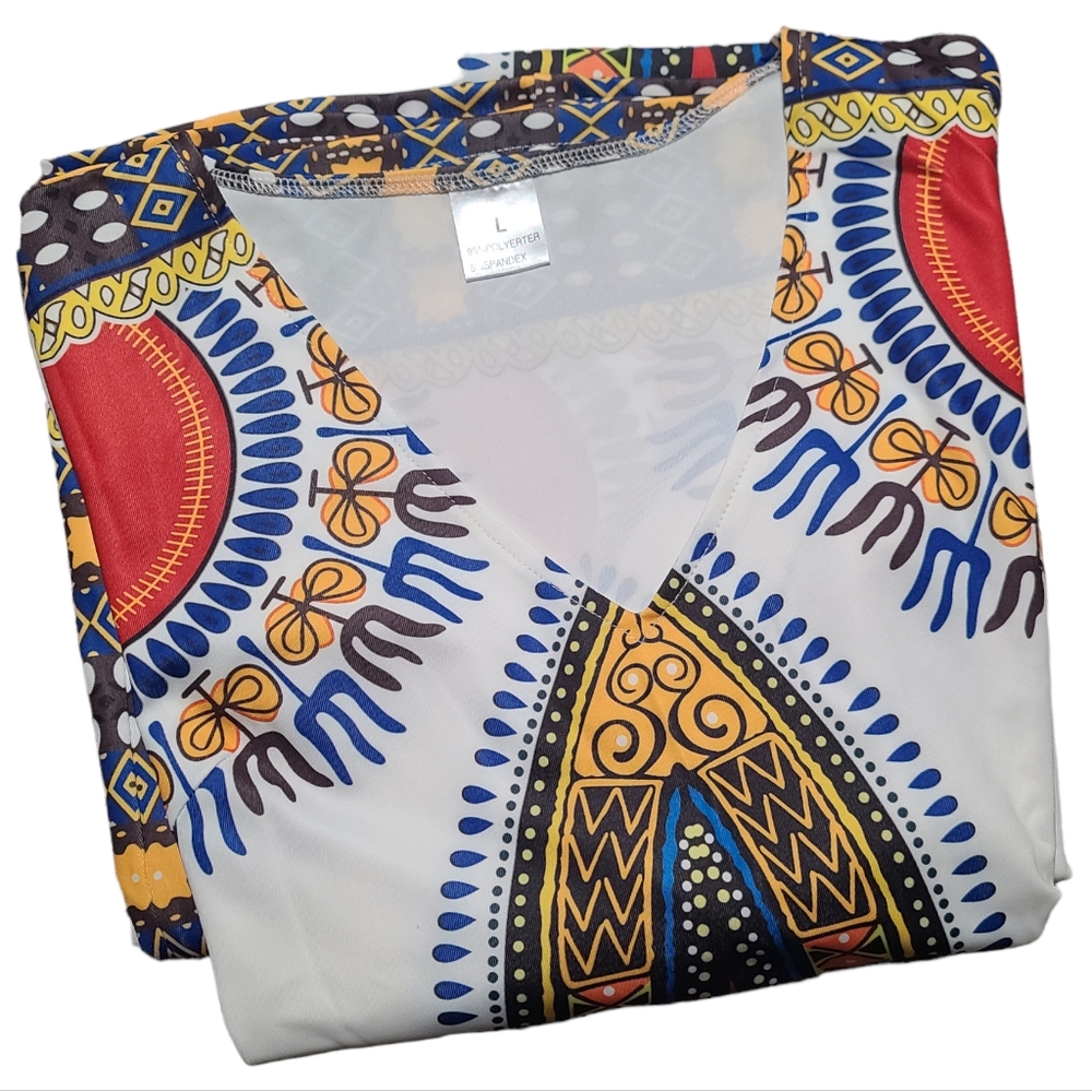 Gorgeous Multicolored Stretchy Ankara Print Maxi Dress With 3/4 Sleeve - Picture 9 of 12